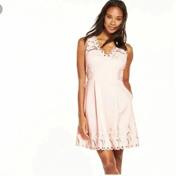 Ted Baker EMALISE Embroidered Skater Eyelet Lace Cutout Babydoll Dress(4)USA(10) - Picture 5 of 16